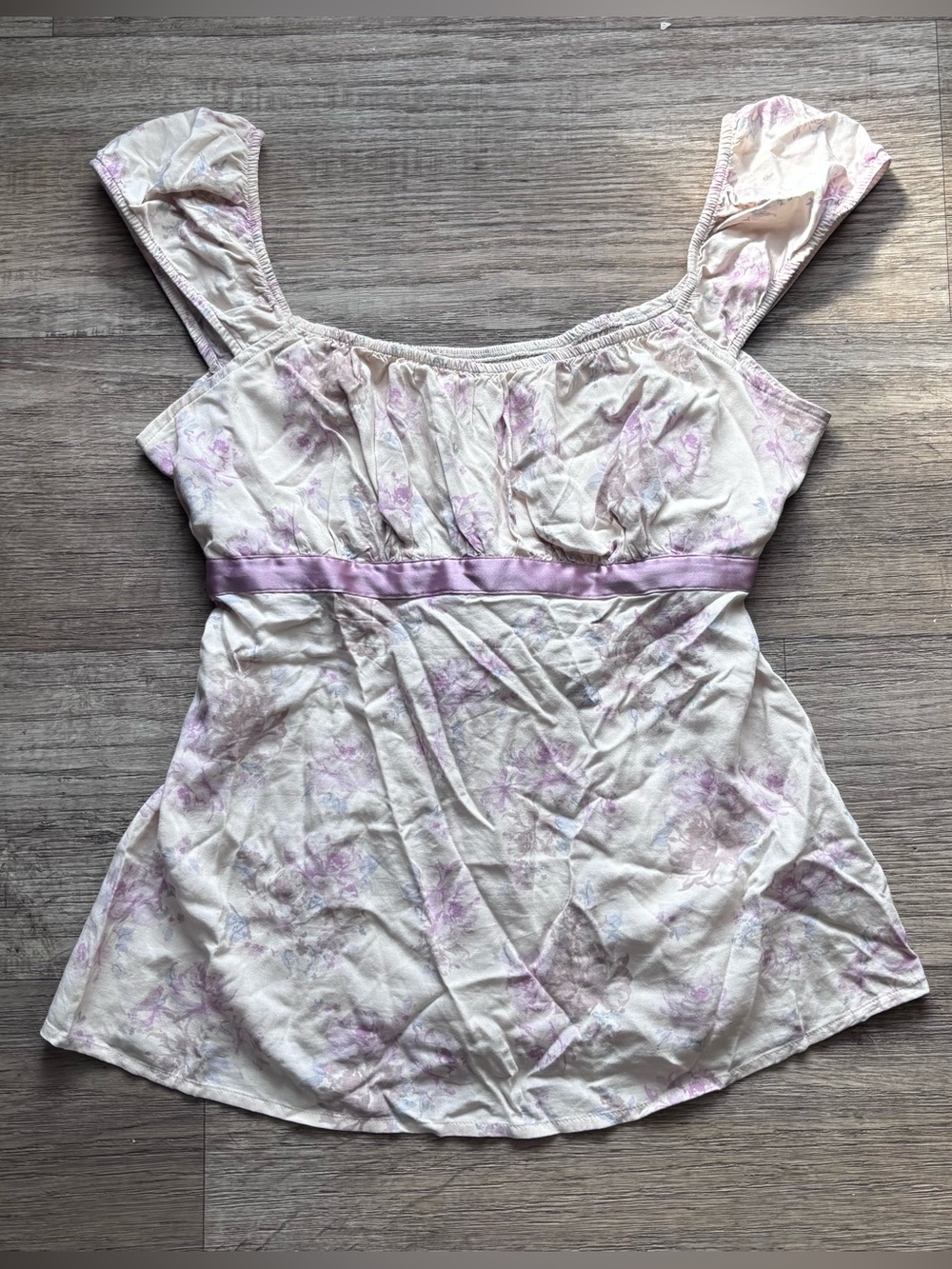 Hollister Floral Babydoll Cream and Lavender Fairycore Romantic Coquette Girl